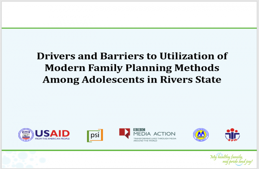 Drivers and Barriers to FP Utilization among Adolescents in Rivers State